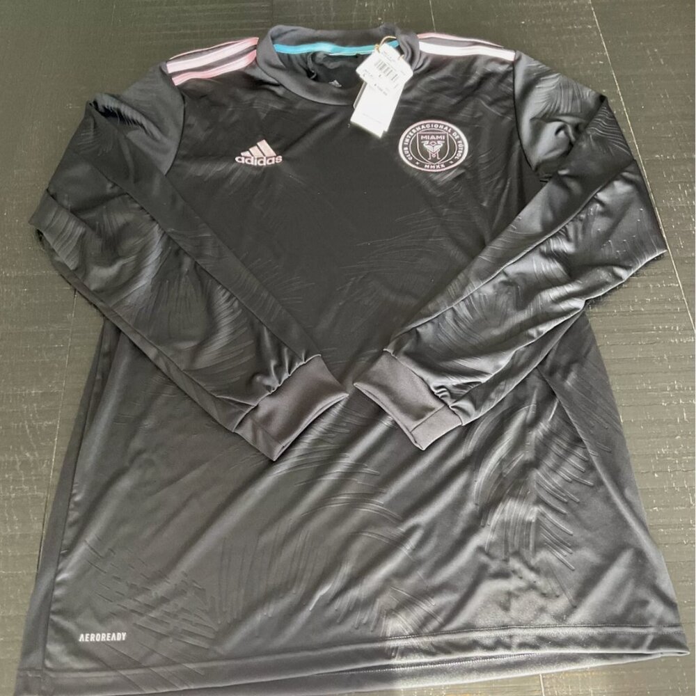NEW 2021-22 Adidas Mens Inter Miami FC Away Soccer Jersey LONG Sleeve Sz LARGE L
